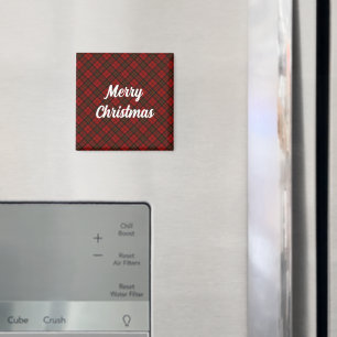 Red tartan Frohe Weihnachtsfeiertage Custom Text Magnet