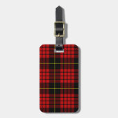 Red Tartan Gepäckanhänger mit Ledergurt (Vorderseite vertikal)