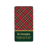 Red Tartan Gold Script Rücksendeadresse Adressaufkleber (Vorne)