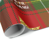 Red Tartan Gold Star Personalisierte Weihnachten Geschenkpapier (Rolleneckpunkt)