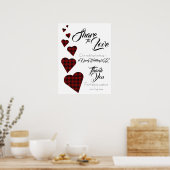 Red Tartan Heart Wedding Hashtag Sign Poster (Küche)