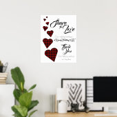 Red Tartan Heart Wedding Hashtag Sign Poster (Heimbüro)