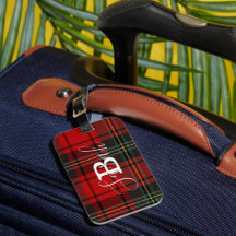 Red Tartan Kariert Checkered Scotland Monogram Nam