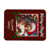 Red tartan kariert Custom Foto Christmas Magnet (Horizontal)