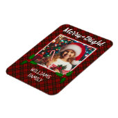 Red tartan kariert Custom Foto Christmas Magnet (Linke Seite)