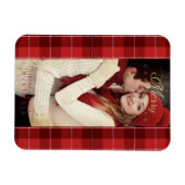 Red Tartan Kariert Erstes frohes Weihnachtsfest Fo Magnet (Horizontal)