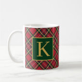 Red Tartan Kariert Gold Monogram Kaffeetasse (Links)