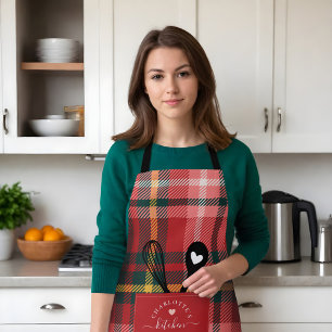 Red Tartan Kariert Imitats Pocket Spoon & Whisk Sc Schürze