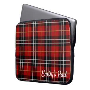 Red Tartan Kariert mit Namen Laptopschutzhülle