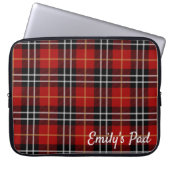 Red Tartan Kariert mit Namen Laptopschutzhülle (Vorderseite)