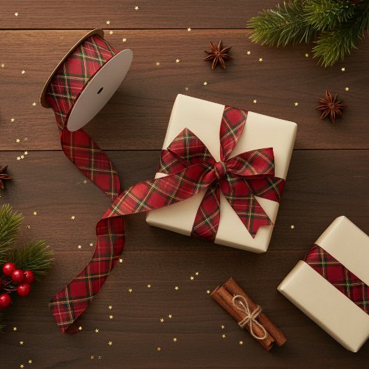 Red Tartan Kariert Ribbon - Holiday Gift Wrap Ripsband