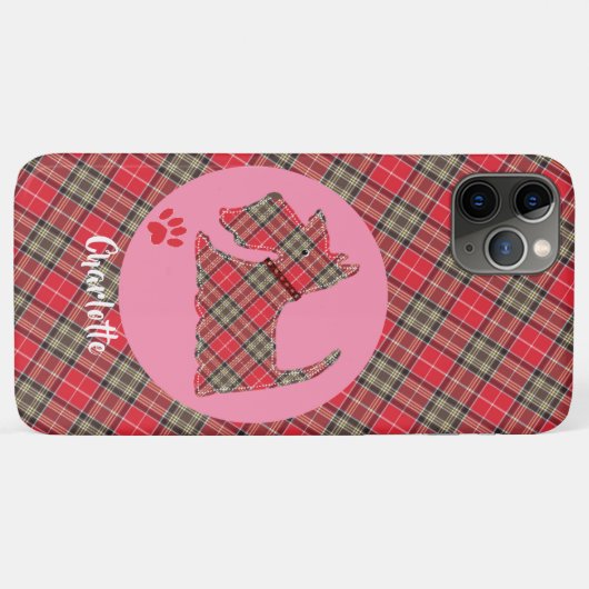 Red Tartan Kariert Scottie Dog Niedlich Dog Person Case-Mate iPhone Hülle (Rückseite (Horizontal))