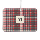 Red Tartan Kariert Stilvoll Mit Monogramm Winterau Autolufterfrischer (Rückseite)