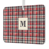 Red Tartan Kariert Stilvoll Mit Monogramm Winterau Autolufterfrischer (Links)