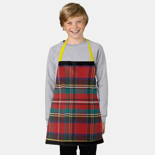 Red Tartan Kariert Stripe Children Schürze (Getragen)