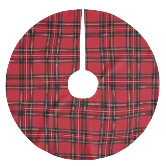 Red Tartan Kariert Tree Skirt, gebürstetes Polyest Polyester Weihnachtsbaumdecke (Vorderseite)