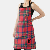 Red Tartan Kariert Weihnachten INITIAL Moderner Ur Schürze (InSitu)