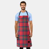 Red Tartan Kariert Weihnachten INITIAL Moderner Ur Schürze (Getragen)