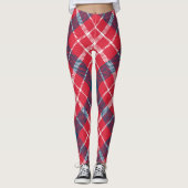Red Tartan Karierte Leggings - Trendy Checkered Pa (Vorderseite)