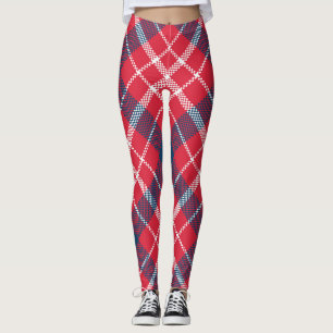 Red Tartan Karierte Leggings - Trendy Checkered Pa