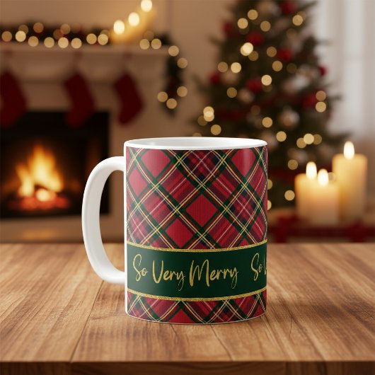 Red Tartan Kariertes Gold so froh Kaffeetasse