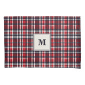 Red Tartan Karo Gemustert Elegante Mit Monogramm Kissenbezug (Vorderseite-Links)
