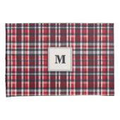 Red Tartan Karo Gemustert Elegante Mit Monogramm Kissenbezug (Vorderseite-Rechts)