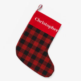 Red Tartan Karo mit Monogramm für Ihn Kleiner Weihnachtsstrumpf