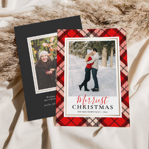 Red Tartan Merriest Weihnachts-Foto Feiertagskarte
