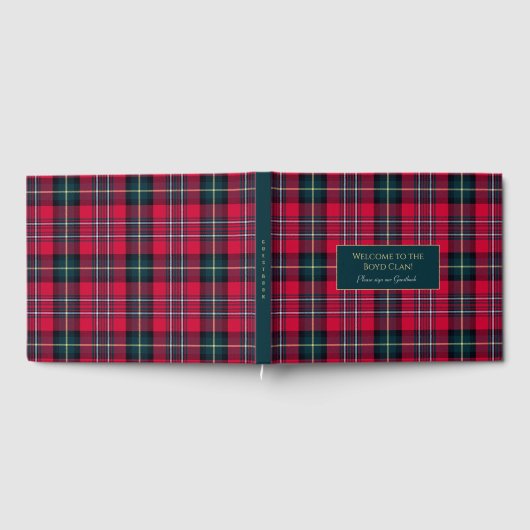 Red Tartan mit anpassbarem Text Gästebuch (Voll)