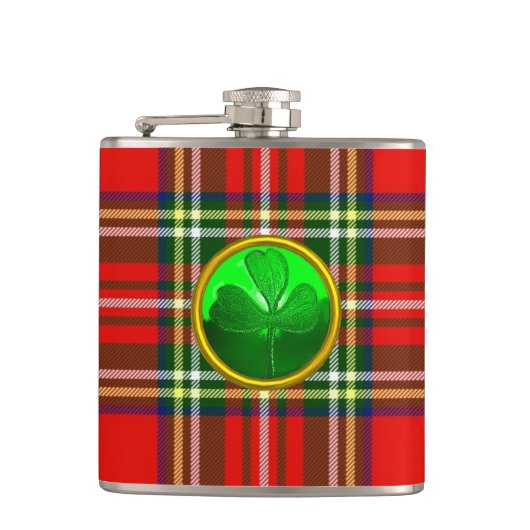 RED TARTAN MIT GRÜNEM KLEEBLATT FLACHMANN (Vorderseite)