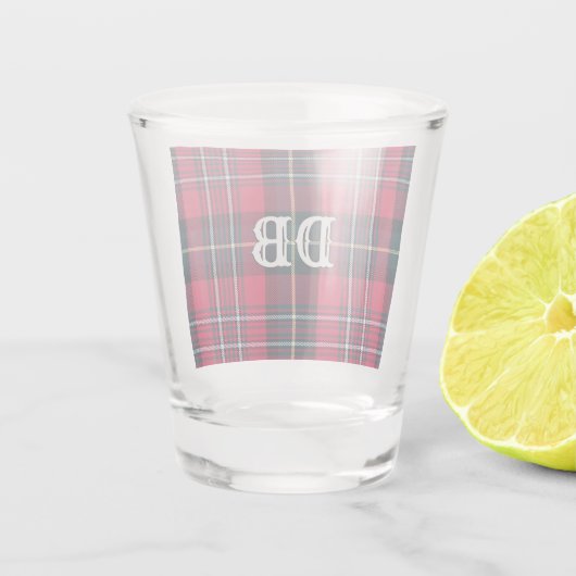 Red Tartan mit (oder ohne) Ihren Initialen oder Na Schnapsglas (Rückseite)