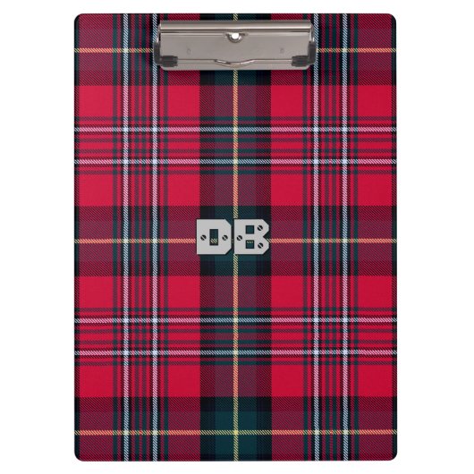 Red Tartan mit/ohne Ihre Initialen(n) Klemmbrett (Vorderseite)