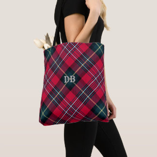 Red Tartan mit/ohne Ihre Initialen(n) Tasche