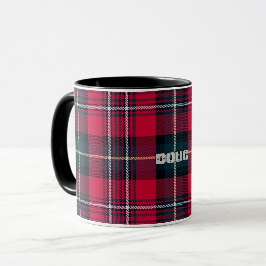 Red Tartan mit/ohne Name (oder andere Tasse) Tasse (Vorderseite Links)
