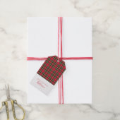 Red & Tartan Muster Geschenkanhänger (Mit Garn)