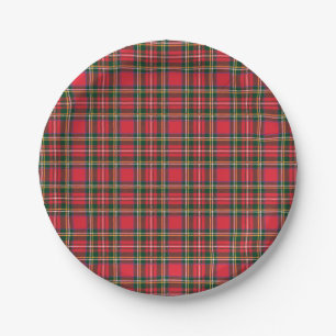 Red & Tartan Muster Pappteller