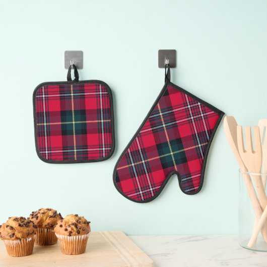 Red Tartan Ofenhandschuh & Topflappen-Set (Insitu (Hängend))