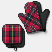 Red Tartan Ofenhandschuh & Topflappen-Set (Vorderseite/Rückseite)