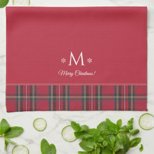 Red Tartan Personalisiert Monogram Christmas Geschirrtuch