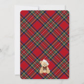 Red Tartan Plaid Christmas Bear Birthday Einladung (Rückseite)