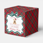 Red Tartan Plaid Christmas Bear Birthday Favor Box Geschenkschachtel (Rückseite)