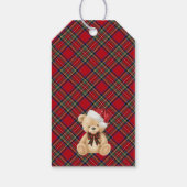 Red Tartan Plaid Christmas Bear Birthday Favors Geschenkanhänger (Rückseite)