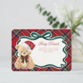 Red Tartan Plaid Christmas Bear Details Begleitkarte (Stehend Vorderseite)