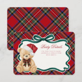 Red Tartan Plaid Christmas Bear Details Begleitkarte (Vorne/Hinten)
