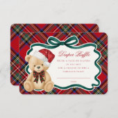 Red Tartan Plaid Christmas Bear Diaper Raffle Begleitkarte (Vorne/Hinten)