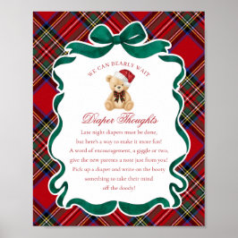 Red Tartan Plaid Christmas Bear Diaper Thoughts Poster