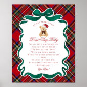 Red Tartan Plaid Christmas Bear Dont Say Baby Game Poster (Vorne)