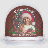 Red tartan plaid Custom photos Christmas Schneekugeln (Vorderseite)