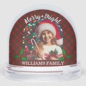Red tartan plaid Custom photos Christmas Schneekugeln (Rückseite)